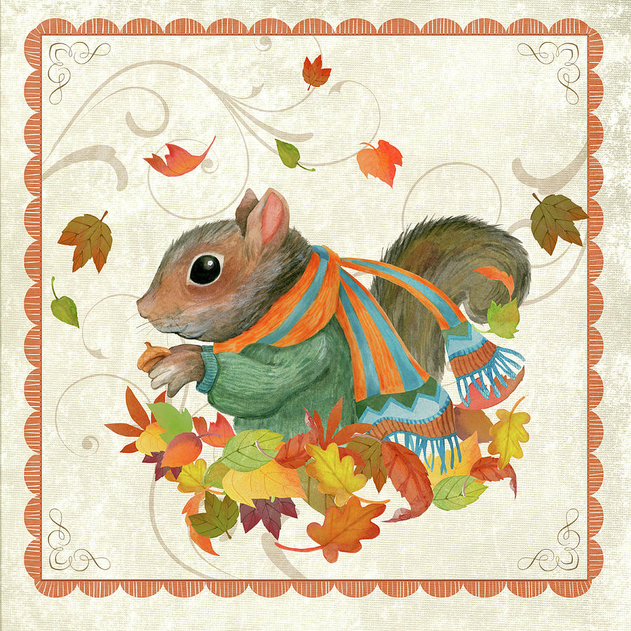Nature Mixed Media - Fall Squirrel by Fiona Stokes-gilbert