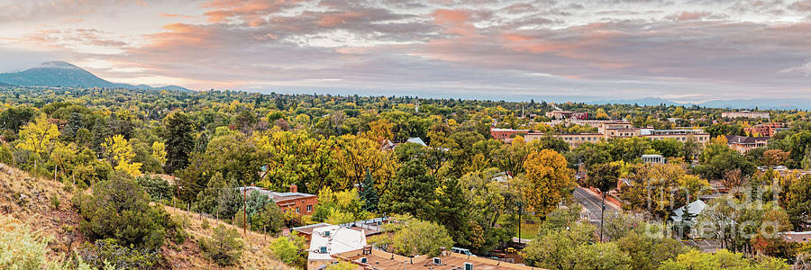 Fall Sunrise Panorama of Santa Fe the City Different - New Mexico Land of Enchantment  Photograph by Silvio Ligutti