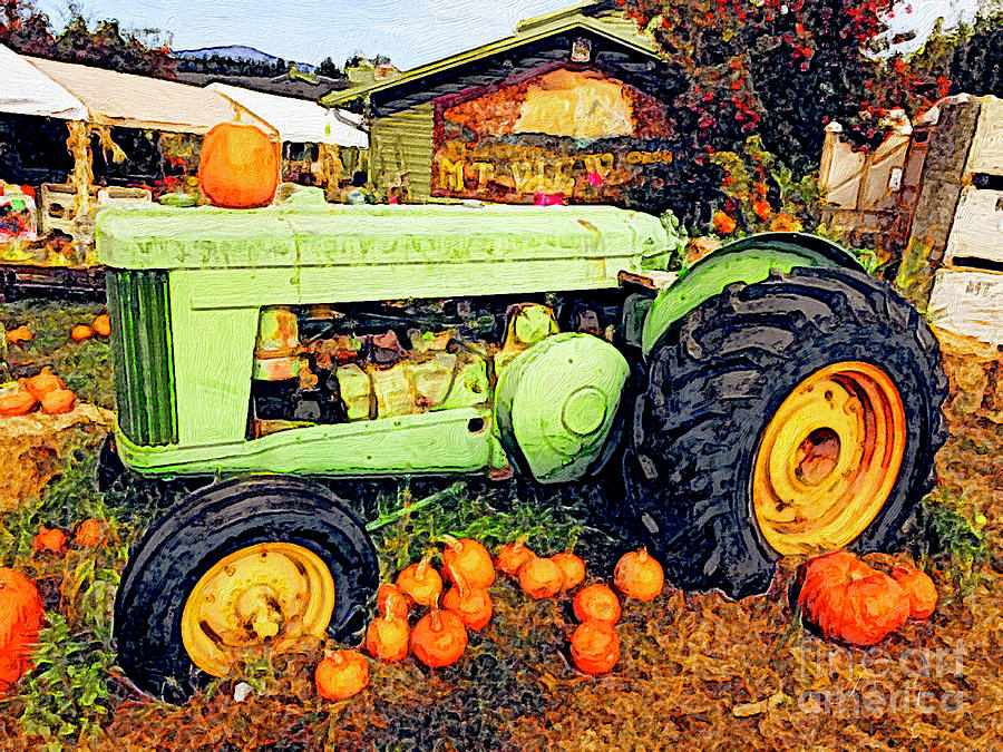 Fall Tractor Painting by Jeanette French