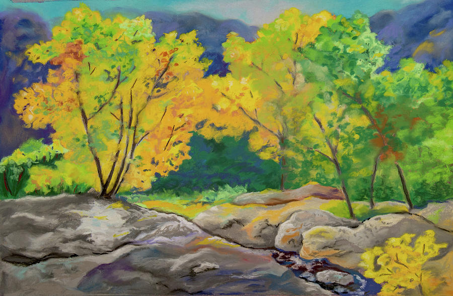 Fall Trees in the West Pastel by Margaret Zabor