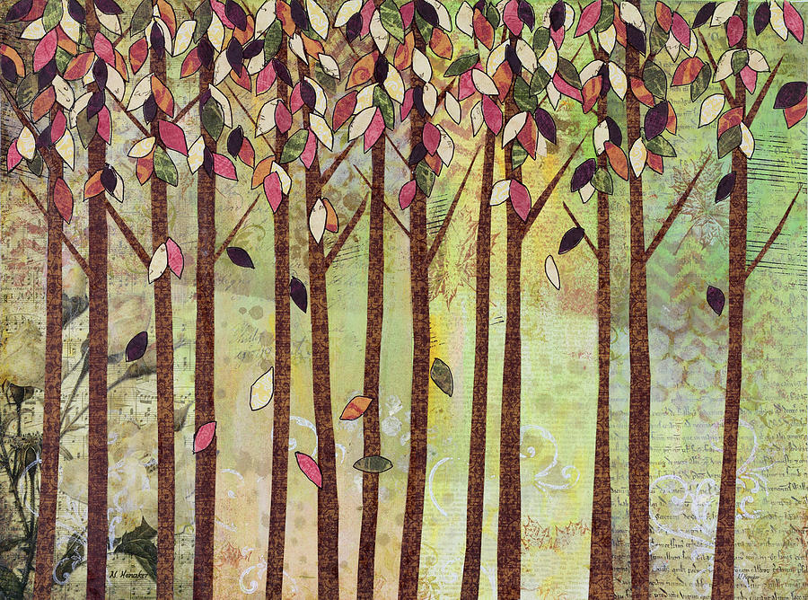 Nature Mixed Media - Fall Trees by Let Your Art Soar
