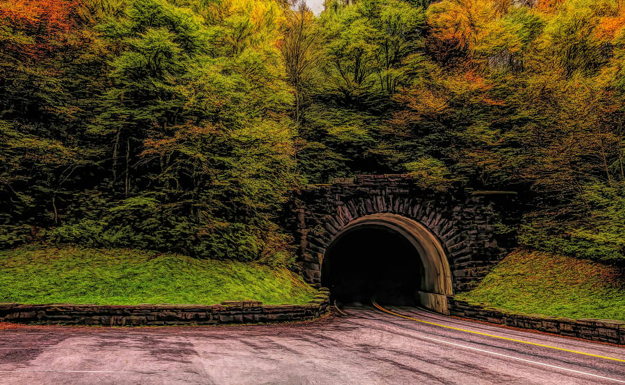 Fall Tunnel Painted Photograph by Judy Vincent