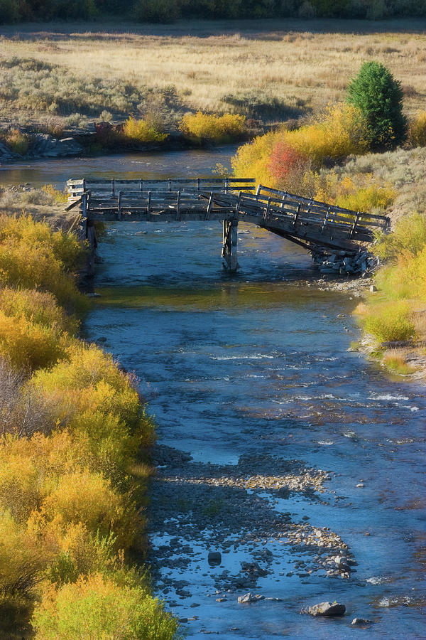 Fallen Bridge Amidst Falls Color Photograph by Donald E. Hall