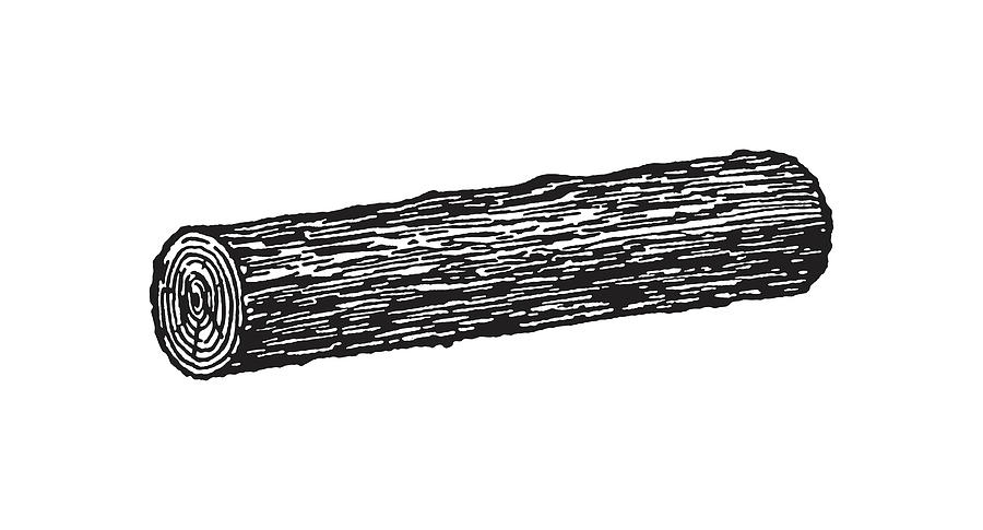 wood log clip art black and white