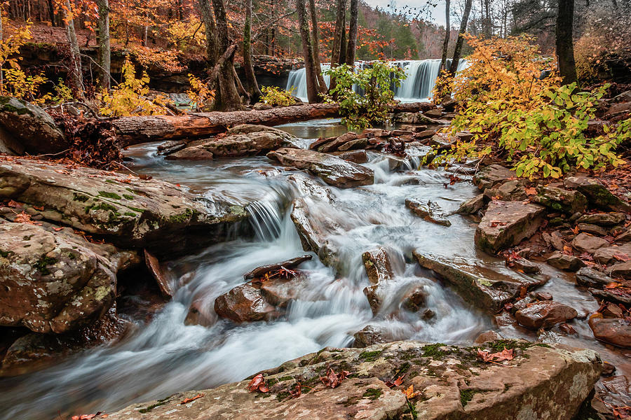 Falling water Fall foliage Photograph by Jack Clutter