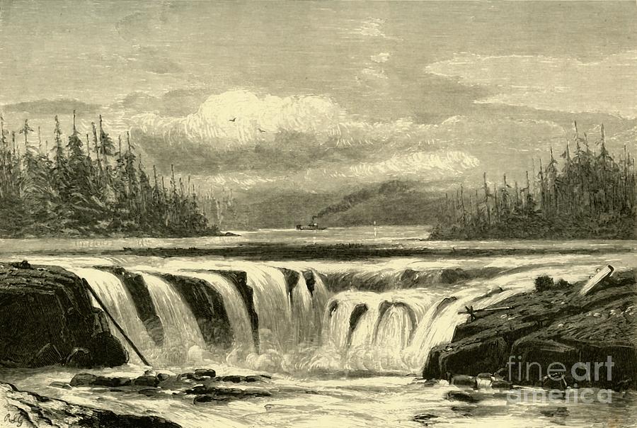 Black And White Drawing - Falls Of The Willamette by Print Collector