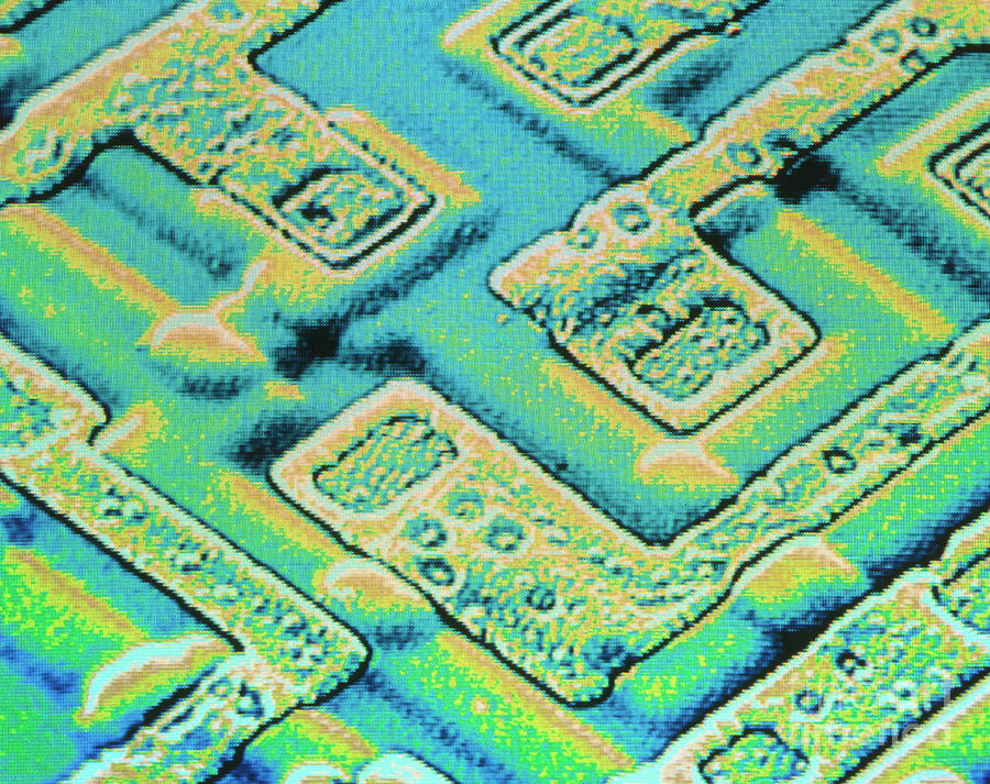 False Col Sem Of Surface Of Integrated Circuit Photograph by Astrid & Hanns-frieder Michler/science Photo Library