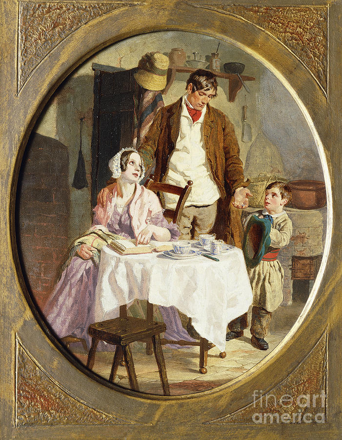 George Elgar Hicks Painting - Family Accounts by George Elgar Hicks