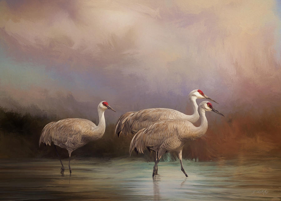 Crane Painting - Family - Bird Art by Jordan Blackstone
