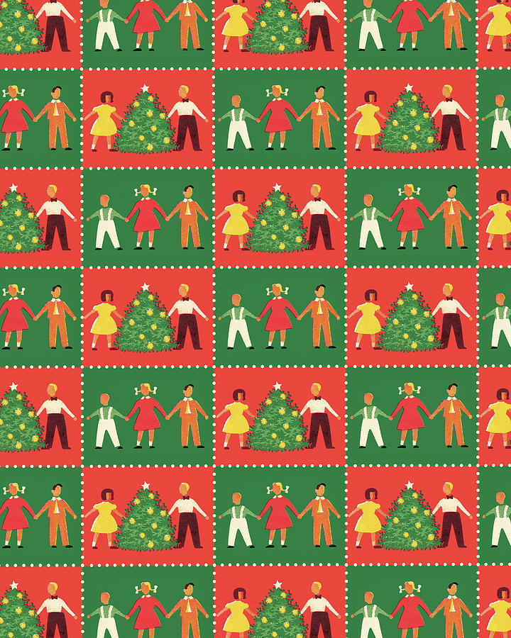 Christmas Drawing - Family Christmas Pattern by CSA Images