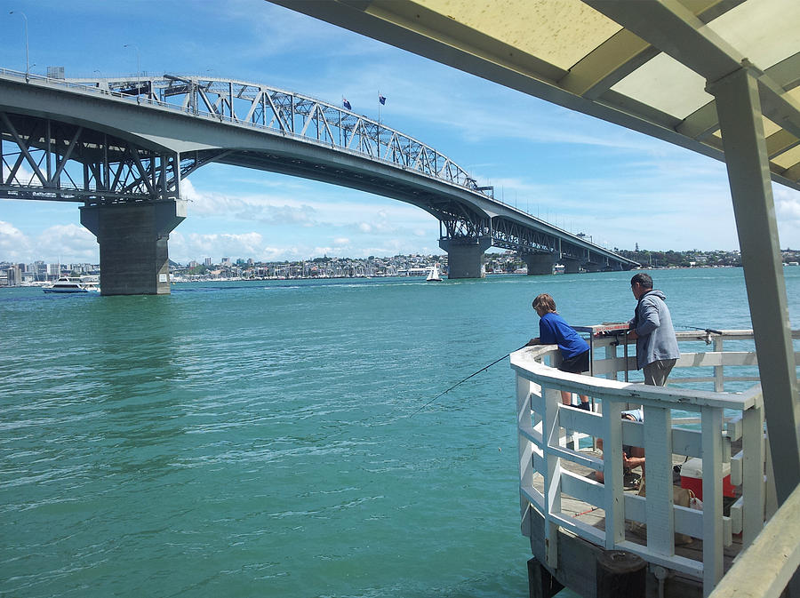 Family Fishing From The Wharf Auckland Photograph by Clive Littin ...