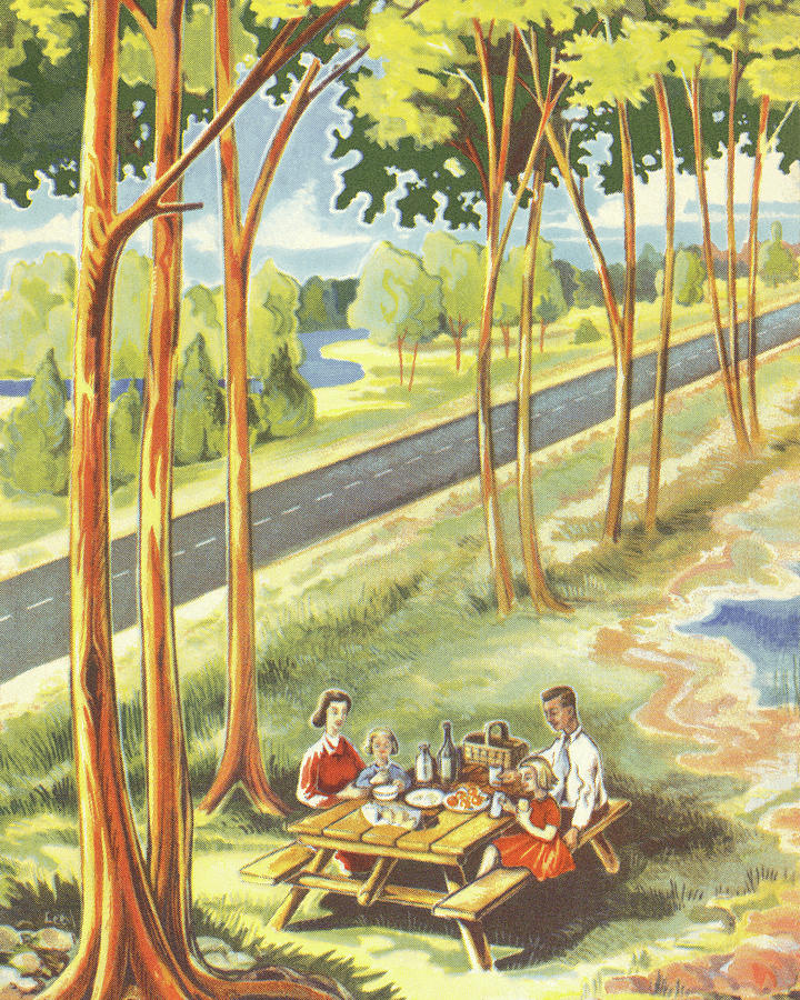Summer Drawing - Family Picnic in the Country by CSA Images