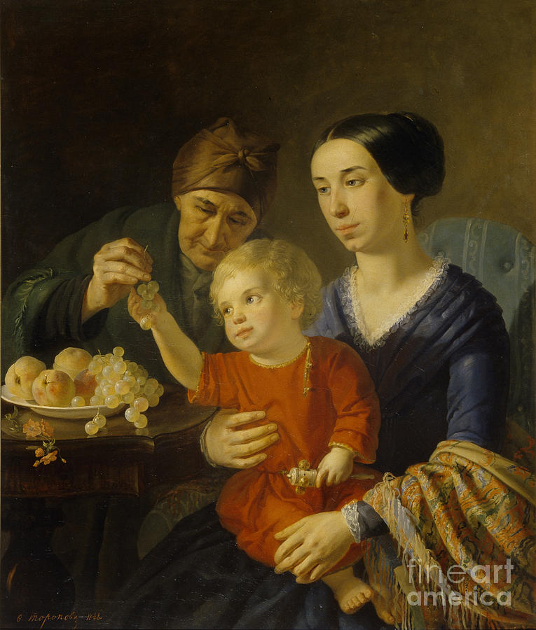 Family Portrait, 1848. Artist Toropov Drawing by Heritage Images