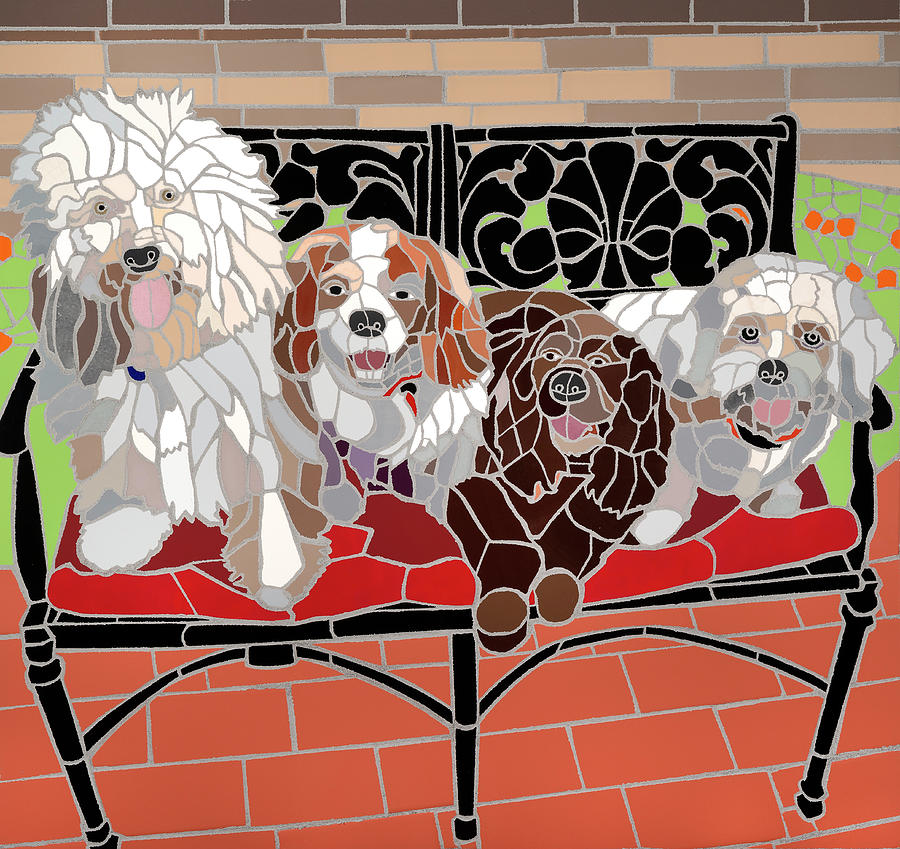 Dog Painting - Family Portrait by Jonathan Mandell