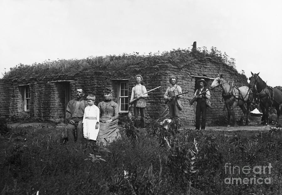Family Poses In Front Of Sod House Photograph by Bettmann