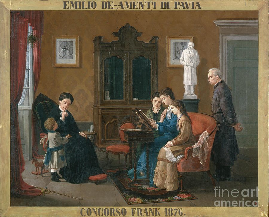 Family Reading Of The Betrothed Drawing by Heritage Images