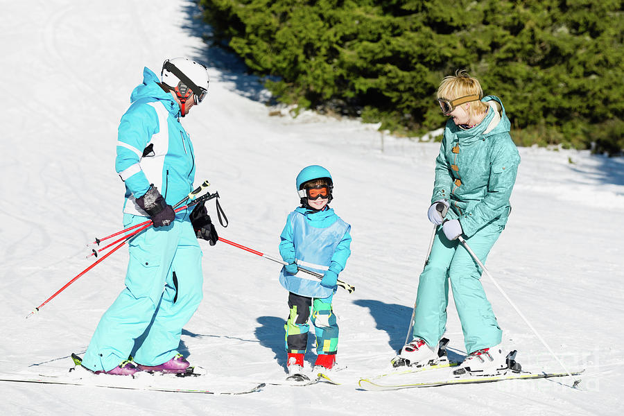 Family Skiing Photograph by Science Photo Library Family Skiing Photograph by Science Photo Library
