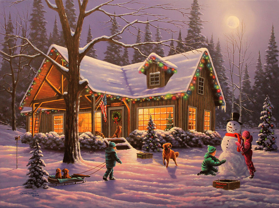 Winter Painting - Family Tradition by Geno Peoples