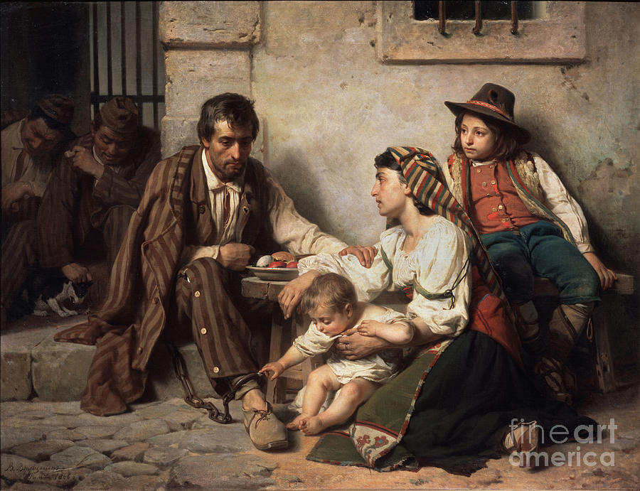 Family Visiting A Prisoner, 1868 Drawing by Heritage Images