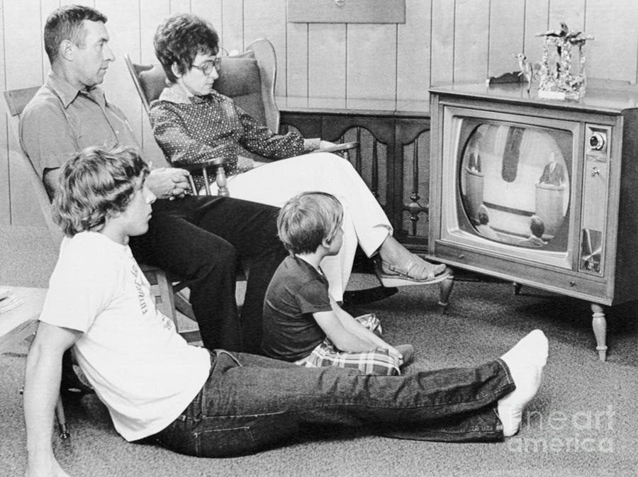 Family Watches Presidential Debate On Tv Photograph by Bettmann