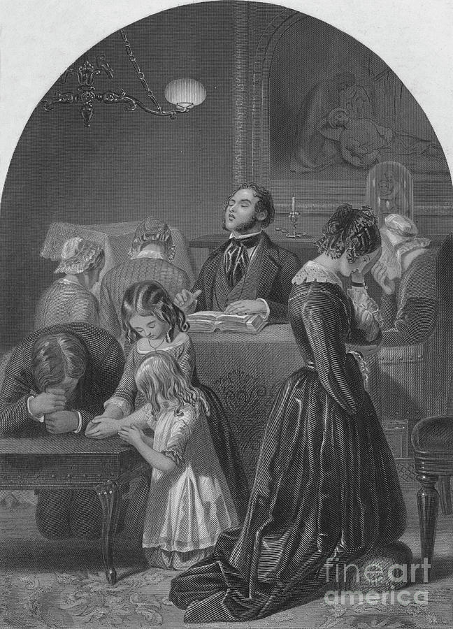 Family Worship Drawing by Print Collector