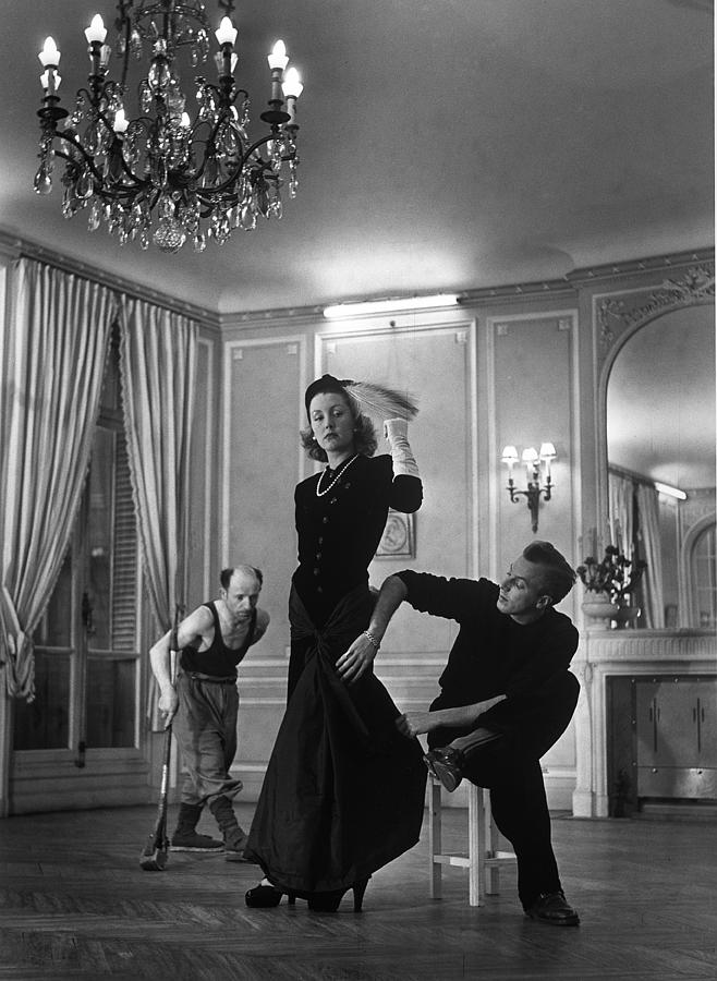 Famous Couturier Jacques Fath Adjusting Photograph by Nina Leen
