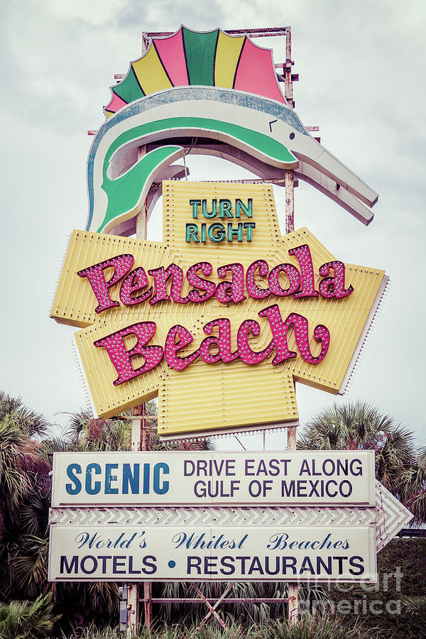 Famous Pensacola Beach Sign Gulf Breeze Florida Photo Photograph by Paul Velgos