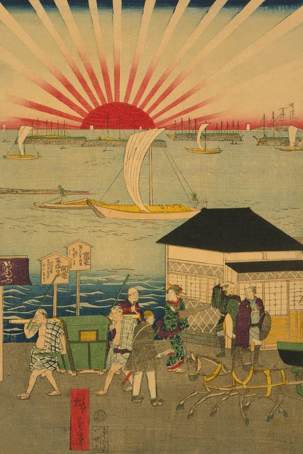 Hiroshige Painting - Famous places in Tokyo: real view of Takanawa (To?kyo? meisho? Takanawa no shinkei) #2 Featuring the Rising Sun. by Utagawa Hiroshige