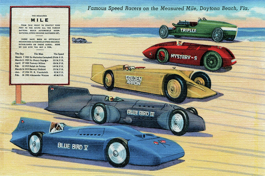 Famous Speed Racers on the Measured Mile Painting by Unknown