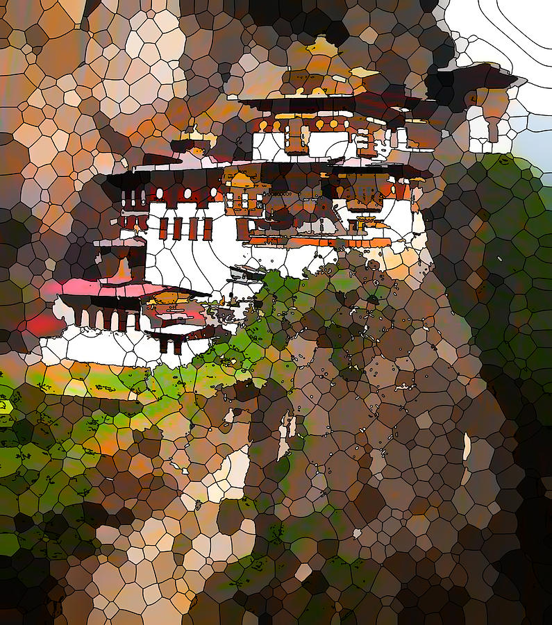 Famous tigers nest monastery of Bhutan 11 Painting by Jeelan Clark
