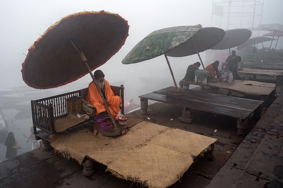 Umbrella Photograph - Famous Umbrella Of Varanasi by Partha Sarathi Dalal