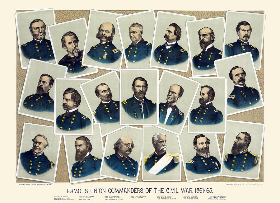 Famous Union commanders of the Civil War, 1861-65 Painting by Sherman Publishing Co.