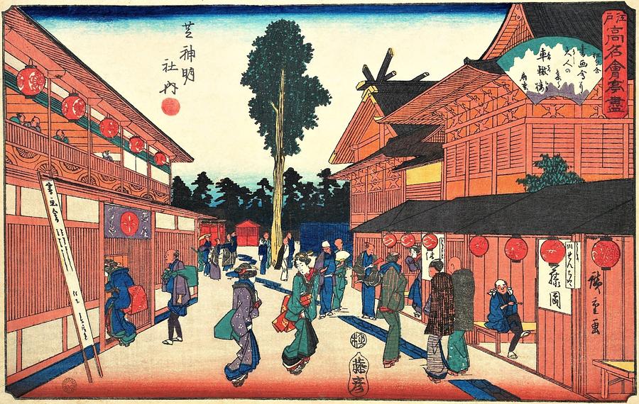 Cool Painting - Famous Views Of Edo - Shiba Shinmeishanai, Shatetsuro by Utagawa Hiroshige