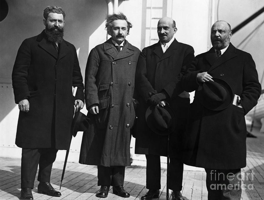 Albert Einstein Photograph - Famous Zionists Arrive In The United by Bettmann