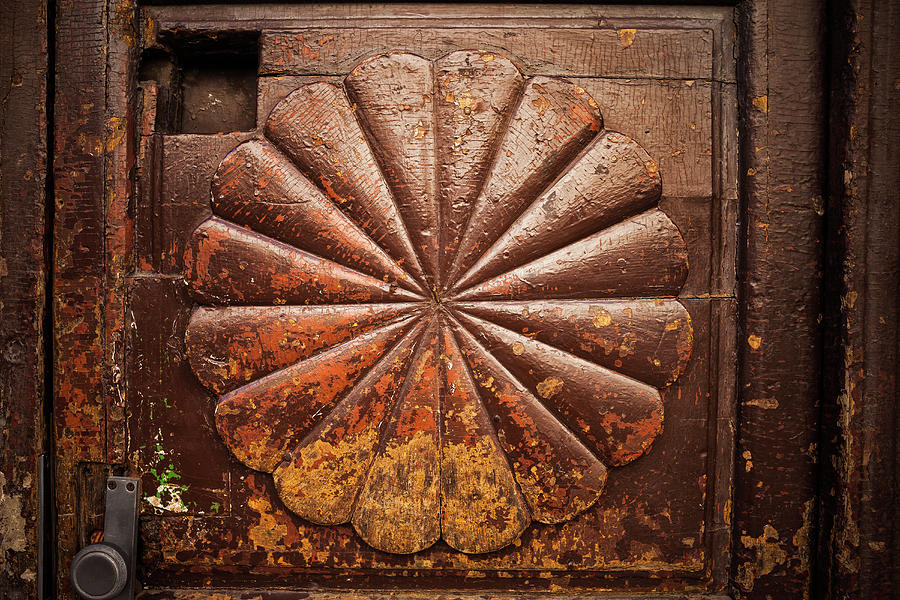Fan Radial Shape On Vintage Old Wooden Door  Photograph by Artur Bogacki