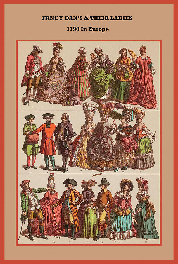 Fancy Dans & their ladies 1790 in Europe Painting by Friedrich  Hottenroth