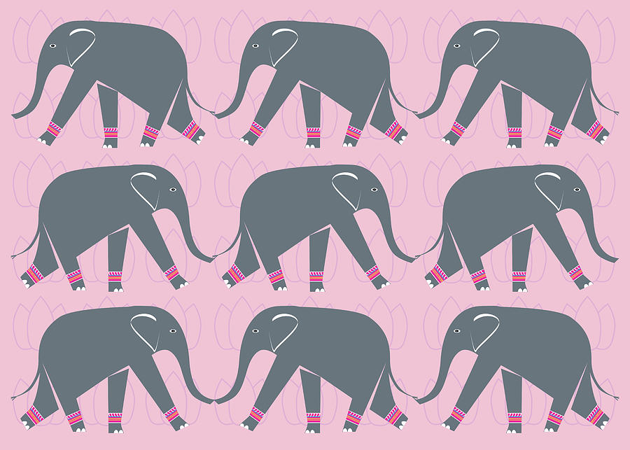 Elephant Digital Art - Fancy Elephants by Marie Sansone