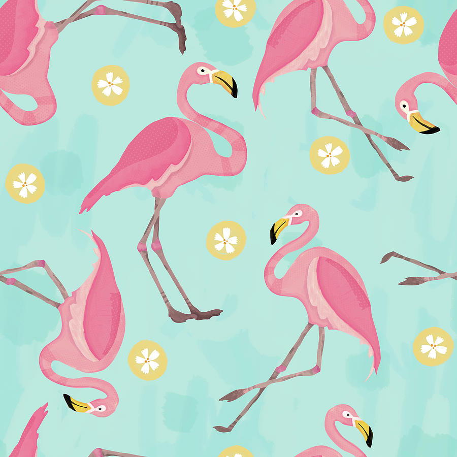 Fancy Flamingos Repeat1 Digital Art by Holli Conger - Pixels