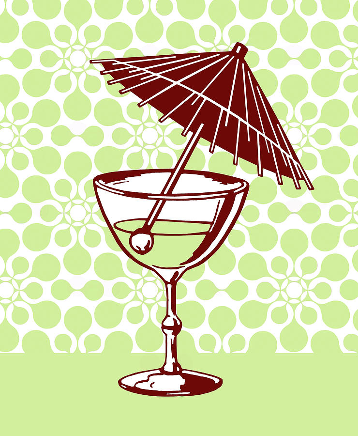 Martini Drawing - Fancy Umbrella Drink by CSA Images