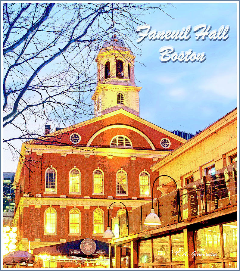 Faneuil Hall at Dusk Boston Massachusetts Digital Art by A Macarthur Gurmankin