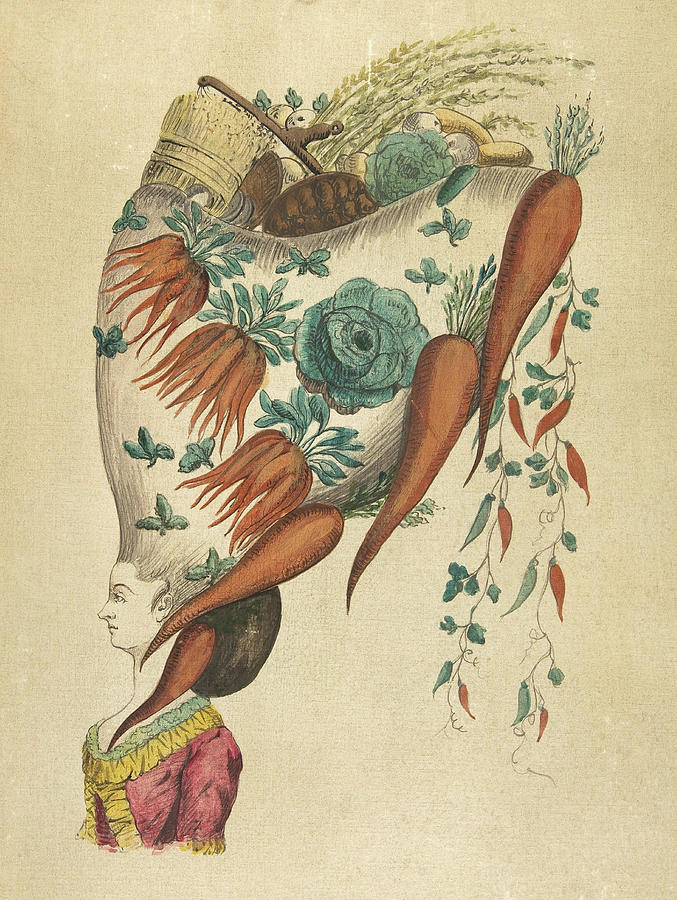 Fantastic Hairdress with Fruit and Vegetable Motif. Painting by ...