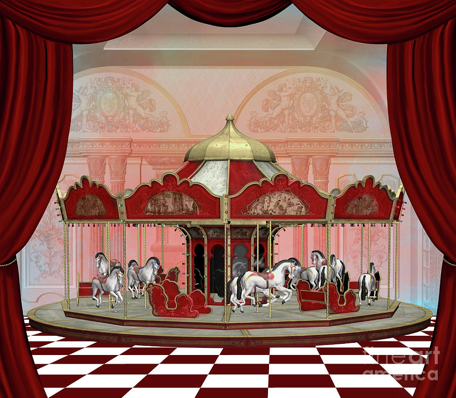 Fantasy Carousel On A Surreal Stage Digital Art