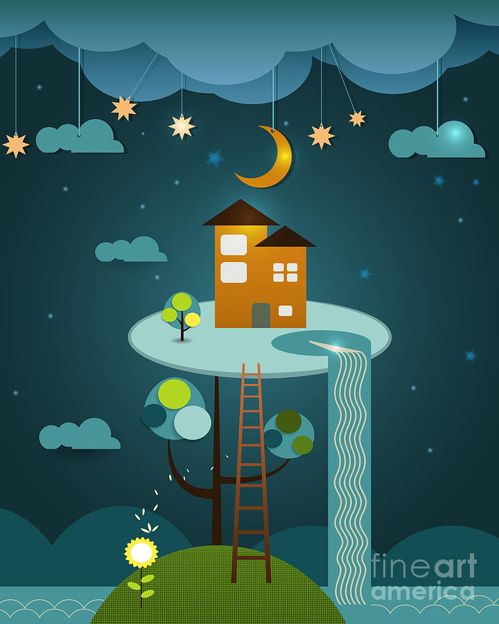 Greeting Digital Art - Fantasy Of Orange Color Home by Pluie r Greeting Digital Art - Fantasy Of Orange Color Home by Pluie r