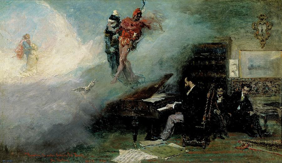 Fantasy on Faust, 1866, Spanish School, Oil on canvas, 40 cm x 69 cm, ... Painting by Mariano Fortuny y Marsal -1838-1874-