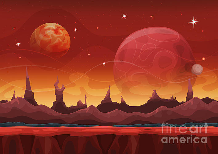 Atmosphere Digital Art - Fantasy Sci-fi Martian Background by Benchart