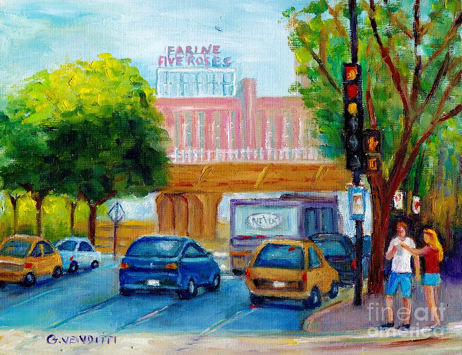 Farine Five Roses Sign Griffintown  St Henri Montreal Painting Peel Street G Vendittti Quebec Art Painting by Grace Venditti