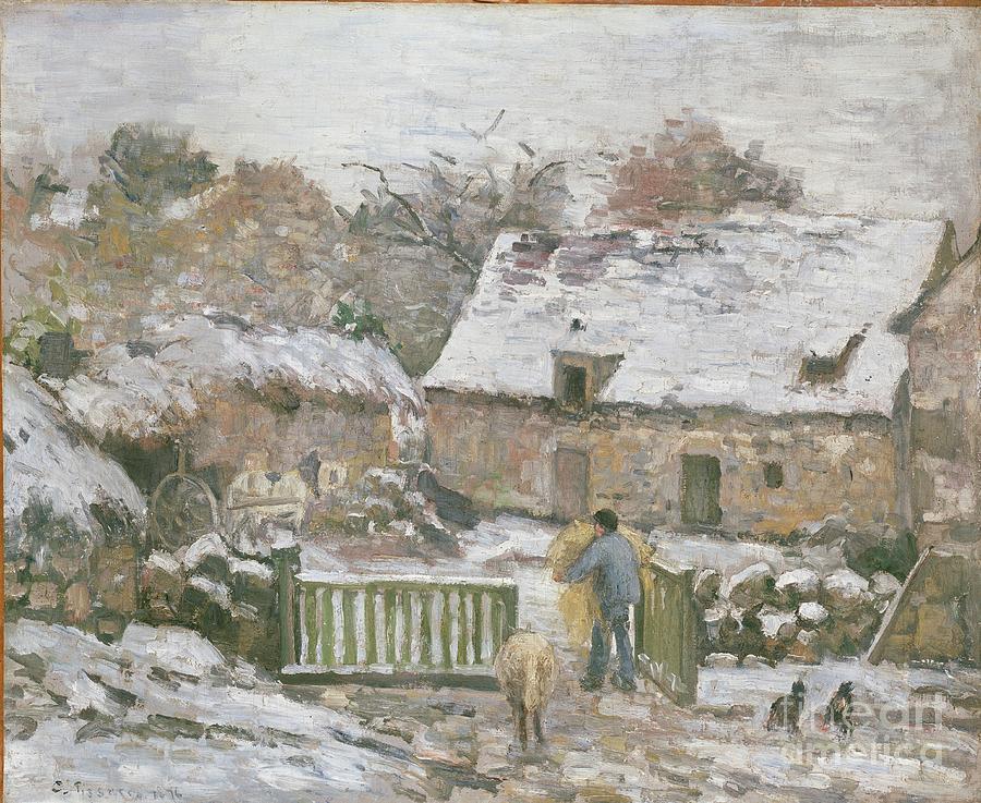 Farm At Montfoucault Snow Effect Drawing by Heritage Images