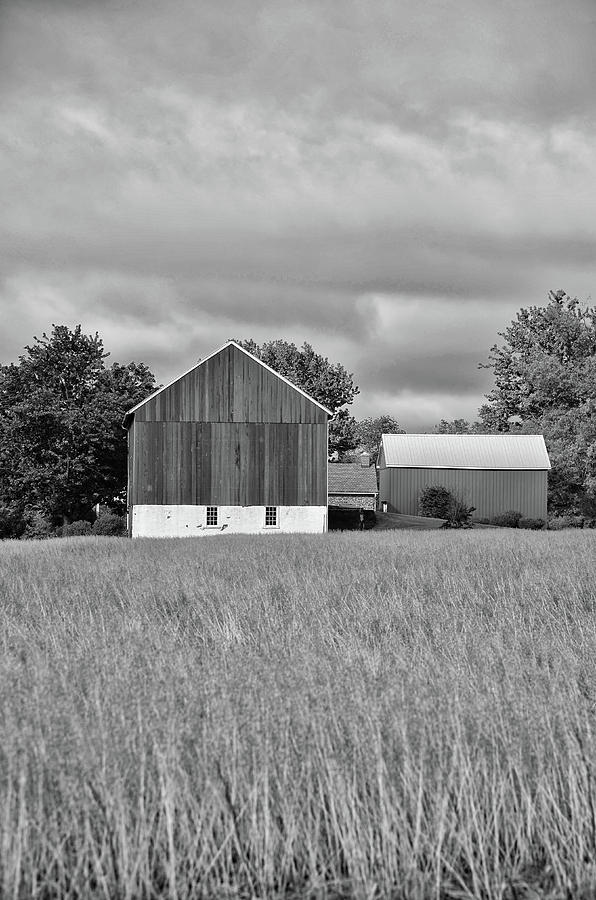 Farm - Bucks County Pennsylvania in Black and White Photograph by Bill Cannon