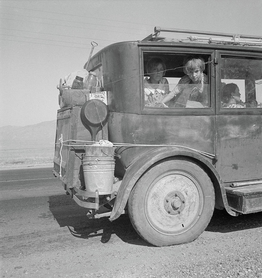 Farm Family Drive Away From The Dust Bowl, 1936 Photograph by Dorothea Lange
