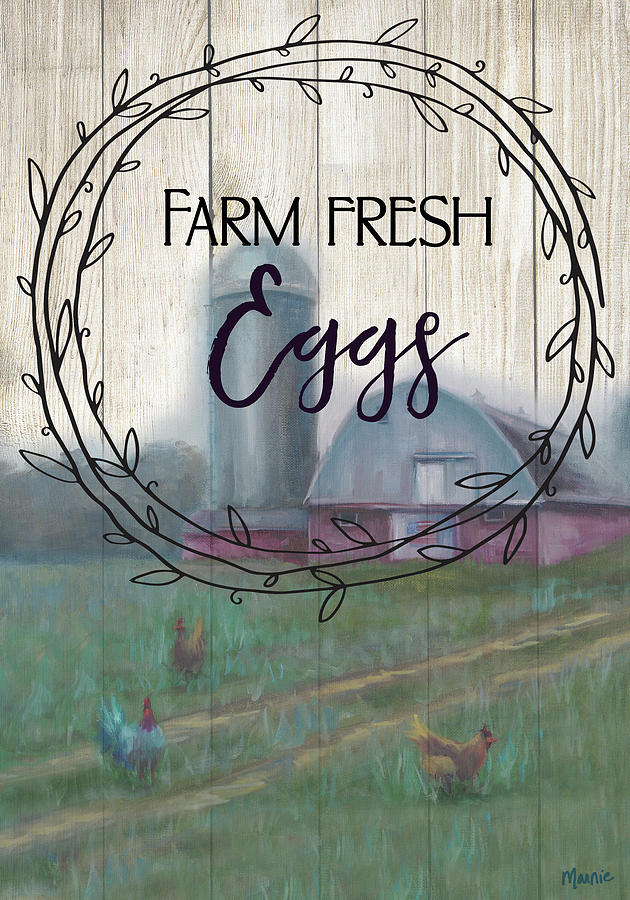 Landscape Painting - Farm Fresh Eggs-circle by Marnie Bourque